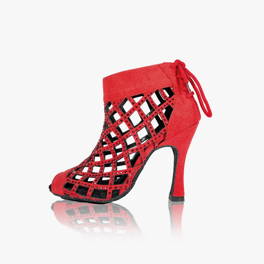 Zapatos de baile con strass rojo. Zapatos de baile con brillantes.